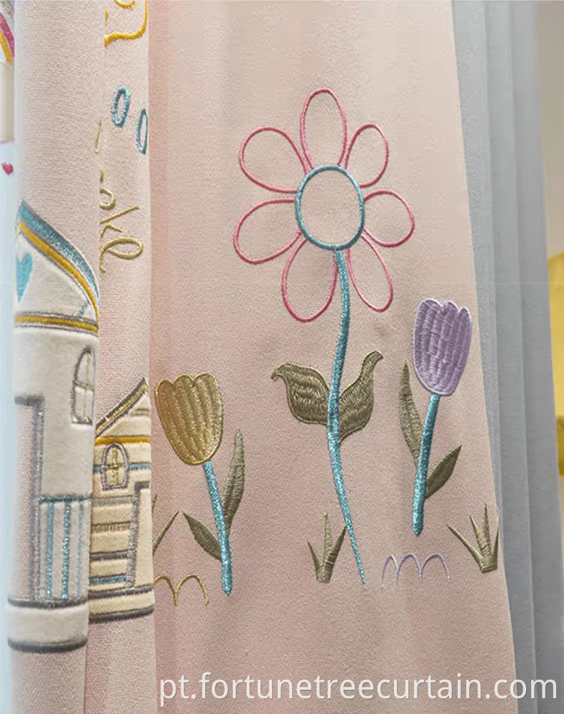 Bedroom Blackout Embroidery Cartoon Curtains